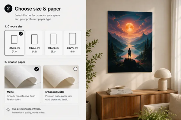 Choose size and paper